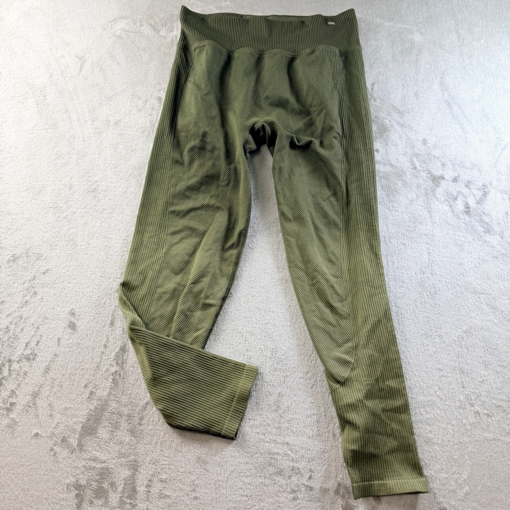 Pink Active Victoria's Secret Leggings Olive Green Ribbed Seamless Women's Large